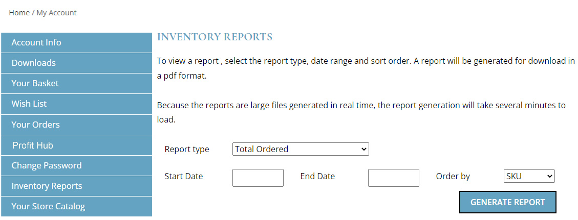 Inventory Report Screen